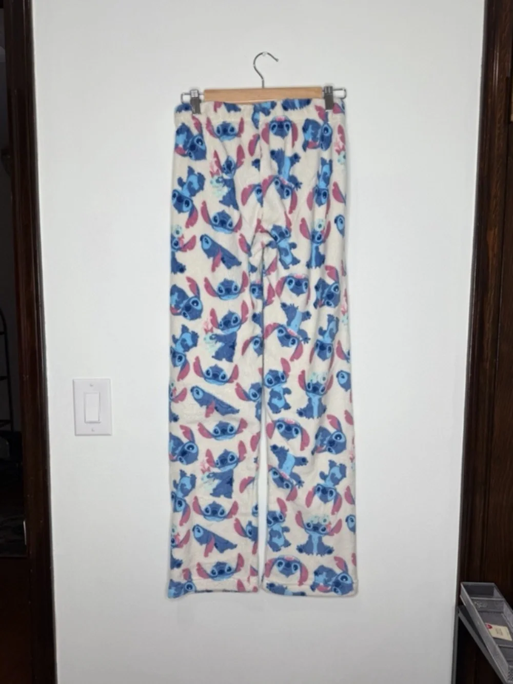 Disney Stitch Print Blue Colorful Pajama Bottoms Pants Cozy Warm Size Small NEW - Picture 2 of 4